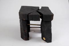  Logniture Jownik Stool Side Table Burnt Wood Black - 3596701
