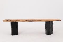  Logniture Live Edge Solid Wood Bench with Charred Legs Organic Modern by Logniture - 4191135