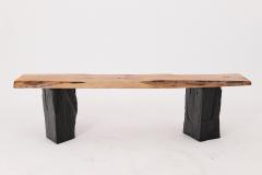  Logniture Live Edge Solid Wood Bench with Charred Legs Organic Modern by Logniture - 4191139
