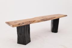  Logniture Live Edge Solid Wood Bench with Charred Legs Organic Modern by Logniture - 4191143