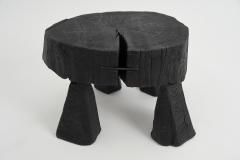  Logniture Logniture Rustic Sculptural Coffee Table Burnt Black Oak Wood Unique - 3859697