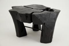  Logniture Logniture Rustic Sculptural Coffee Table Burnt Black Oak Wood Unique - 3867159