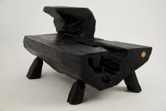  Logniture Logniture Rustic Sculptural Coffee Table Burnt Black Oak Wood Unique - 3895075