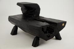  Logniture Logniture Rustic Sculptural Coffee Table Burnt Black Oak Wood Unique - 3895076