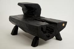  Logniture Logniture Rustic Sculptural Coffee Table Burnt Black Oak Wood Unique - 3895083