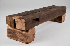  Logniture Old Oak Wood Beams Brutalist Bench Outdoor Indoor Natural and Eco Friendly - 3651933