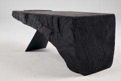 Logniture Original Brutalist Design Burnt Oak with Steel Unique Side Table Logniture - 3700553