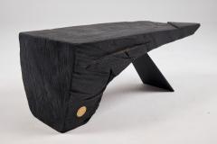  Logniture Original Brutalist Design Burnt Oak with Steel Unique Side Table Logniture - 3700555