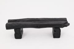  Logniture Rustic Blackened Wood Garden Bench with Raw Organic Form Indoor Outdoor - 4256810
