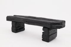  Logniture Rustic Blackened Wood Garden Bench with Raw Organic Form Indoor Outdoor - 4256811