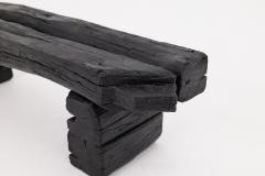  Logniture Rustic Blackened Wood Garden Bench with Raw Organic Form Indoor Outdoor - 4256814