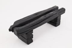  Logniture Rustic Blackened Wood Garden Bench with Raw Organic Form Indoor Outdoor - 4256817
