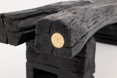  Logniture Rustic Blackened Wood Garden Bench with Raw Organic Form Indoor Outdoor - 4256819