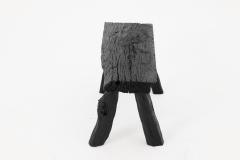  Logniture Rustic Blackened Wood stool with Raw Organic Form Indoor Outdoor - 4306023
