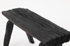  Logniture Rustic Blackened Wood stool with Raw Organic Form Indoor Outdoor - 4306161