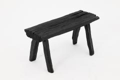  Logniture Rustic Blackened Wood stool with Raw Organic Form Indoor Outdoor - 4306164