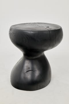  Logniture Rustic Sculptural Side Table Burnt Black Oak Wood Carved Unique Logniture - 3956283