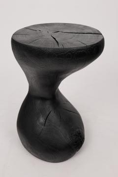  Logniture Rustic Sculptural Side Table Burnt Black Oak Wood Carved Unique Logniture - 3970731