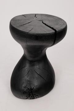  Logniture Rustic Sculptural Side Table Burnt Black Oak Wood Carved Unique Logniture - 3970732