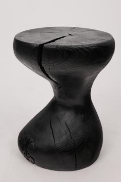  Logniture Rustic Sculptural Side Table Burnt Black Oak Wood Carved Unique Logniture - 3970734