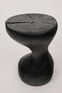  Logniture Rustic Sculptural Side Table Burnt Black Oak Wood Carved Unique Logniture - 3970735