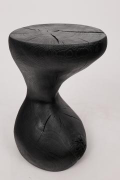  Logniture Rustic Sculptural Side Table Burnt Black Oak Wood Carved Unique Logniture - 3970740