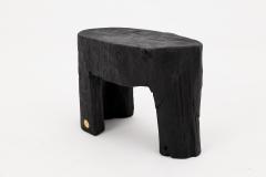  Logniture Rustic Sculptural Side Table Burnt Black Wood Carved Unique Logniture - 4256941