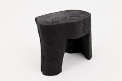  Logniture Rustic Sculptural Side Table Burnt Black Wood Carved Unique Logniture - 4256943