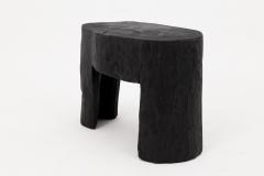 Logniture Rustic Sculptural Side Table Burnt Black Wood Carved Unique Logniture - 4256946