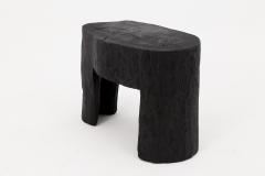  Logniture Rustic Sculptural Side Table Burnt Black Wood Carved Unique Logniture - 4256947