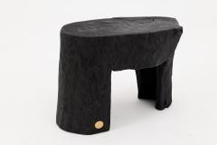  Logniture Rustic Sculptural Side Table Burnt Black Wood Carved Unique Logniture - 4256948