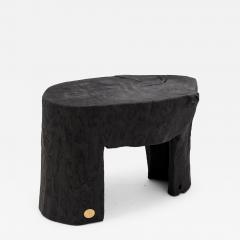  Logniture Rustic Sculptural Side Table Burnt Black Wood Carved Unique Logniture - 4257412