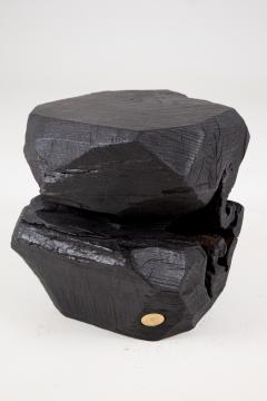  Logniture Rustic Sculptural Side Table Stool Burnt Black Oak Wood Unique Logniture - 3781926