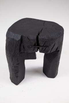  Logniture Rustic Sculptural Side Table Stool Burnt Black Oak Wood Unique Logniture - 3781936