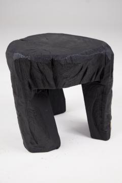  Logniture Rustic Sculptural Side Table Stool Burnt Black Oak Wood Unique Logniture - 3781938