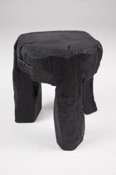  Logniture Rustic Sculptural Side Table Stool Burnt Black Oak Wood Unique Logniture - 3781939