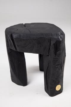  Logniture Rustic Sculptural Side Table Stool Burnt Black Oak Wood Unique Logniture - 3781940