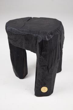  Logniture Rustic Sculptural Side Table Stool Burnt Black Oak Wood Unique Logniture - 3781941