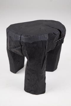  Logniture Rustic Sculptural Side Table Stool Burnt Black Oak Wood Unique Logniture - 3781945