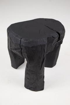  Logniture Rustic Sculptural Side Table Stool Burnt Black Oak Wood Unique Logniture - 3781946