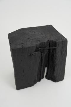  Logniture Rustic Sculptural Side Table Stool Burnt Black Oak Wood Unique Logniture - 3859674