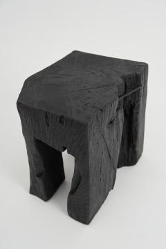  Logniture Rustic Sculptural Side Table Stool Burnt Black Oak Wood Unique Logniture - 3859677