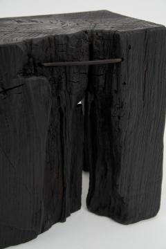  Logniture Rustic Sculptural Side Table Stool Burnt Black Oak Wood Unique Logniture - 3859678