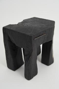  Logniture Rustic Sculptural Side Table Stool Burnt Black Oak Wood Unique Logniture - 3859682