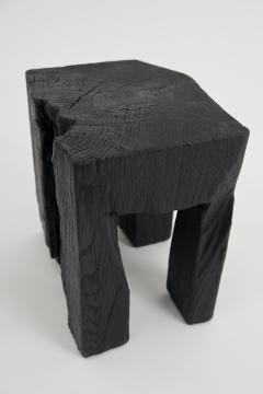  Logniture Rustic Sculptural Side Table Stool Burnt Black Oak Wood Unique Logniture - 3859683