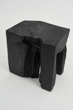  Logniture Rustic Sculptural Side Table Stool Burnt Black Oak Wood Unique Logniture - 3859685