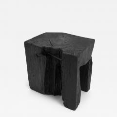  Logniture Rustic Sculptural Side Table Stool Burnt Black Oak Wood Unique Logniture - 3860266