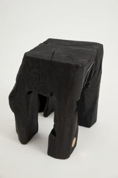  Logniture Rustic Sculptural Side Table Stool Burnt Black Oak Wood Unique Logniture - 3867147