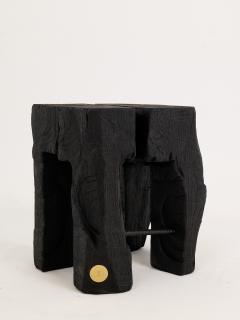  Logniture Rustic Sculptural Side Table Stool Burnt Black Oak Wood Unique Logniture - 3930075