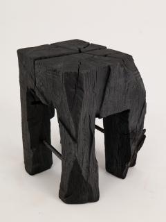  Logniture Rustic Sculptural Side Table Stool Burnt Black Oak Wood Unique Logniture - 3930076